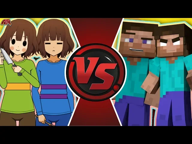 chara and frisk vs steve and herobrine!(undertale vs minecraft) cartoon fight club bonus episode